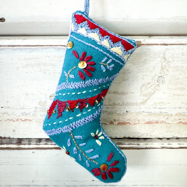 Christmas Stocking Decoration - Turquoise