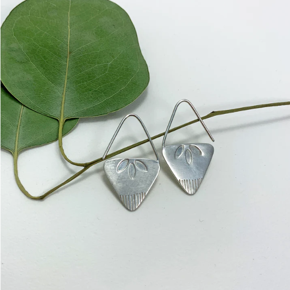 Sterling Silver Triangular Hook Earring