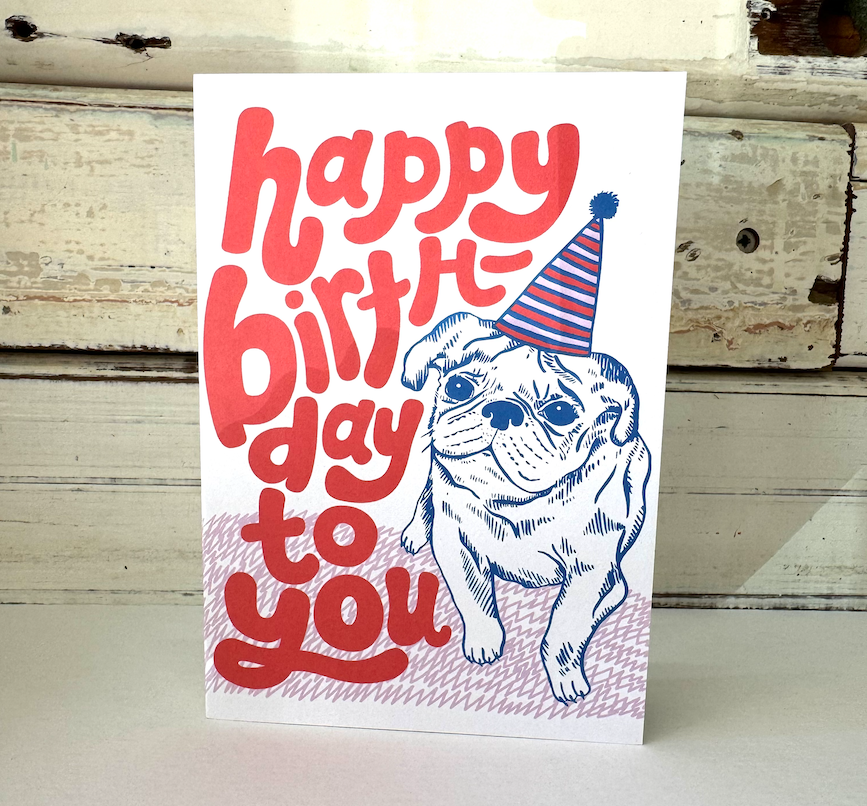 Pug Birthday Card