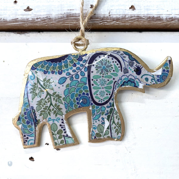 Turquoise Elephant Ornament