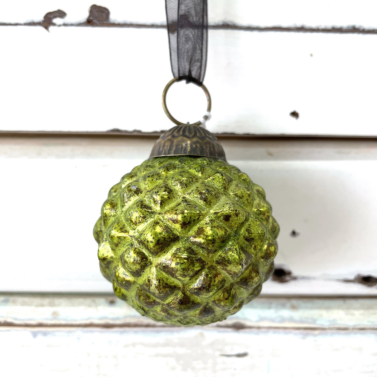 Glass Bauble - Pine Cone Lime