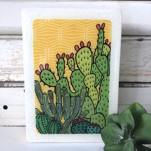 Medi Woodblock - Cactus Sunrise